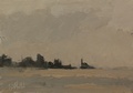 Oil painting of the lighthouse at Alki Point in West Seattle